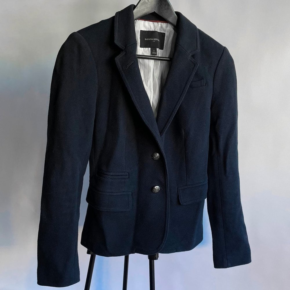 XS Banana Republic Vintage Woven Knit Navy Blue Blazer